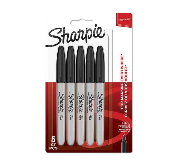 Lot de 5 Marqueur permanent Sharpie Fine capuchonné noir - Sharpie®