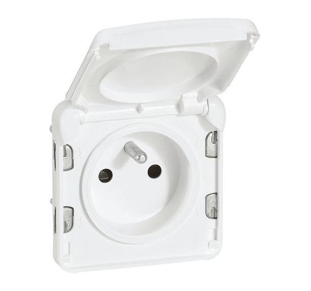 Lot de 5 Prise de courant avec éclips de protection blanc