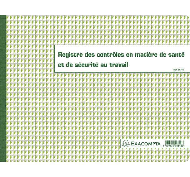 Lot de 5 Registre des contrôles de santé et de sécurité au travail - 20 pages