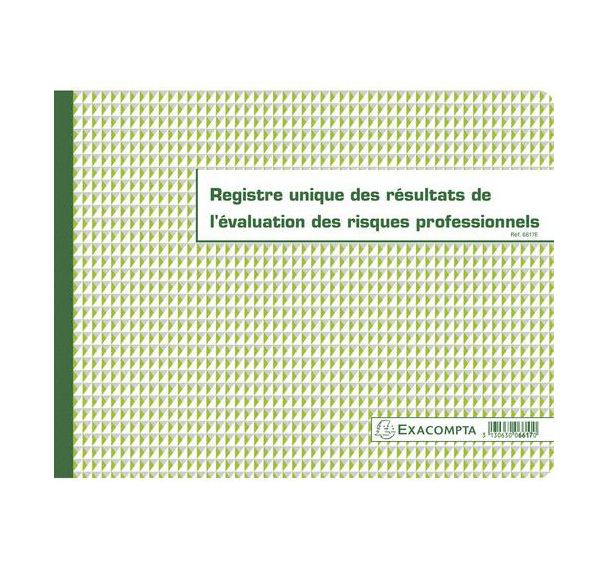 Lot de 5 Registre unique des résultats de l'évaluation des risques profess.