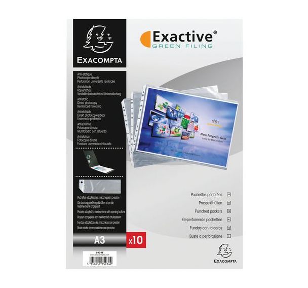 Lot de 5 Sachet de 10 pochettes perforées pour classeur exactive