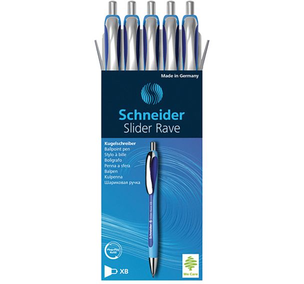 Lot de 5 Stylo bille - Slider Rave XB - bleu/bleu - 5 pcs - Schneider
