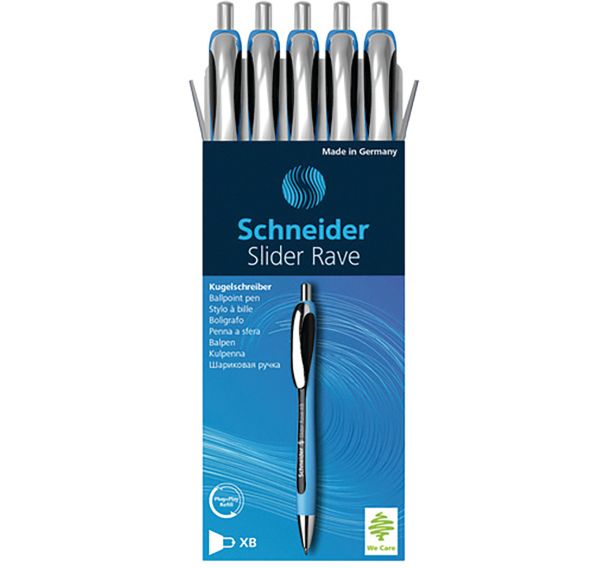 Lot de 5 Stylo bille - Slider Rave XB - bleu/noir - 5 pcs - Schneider