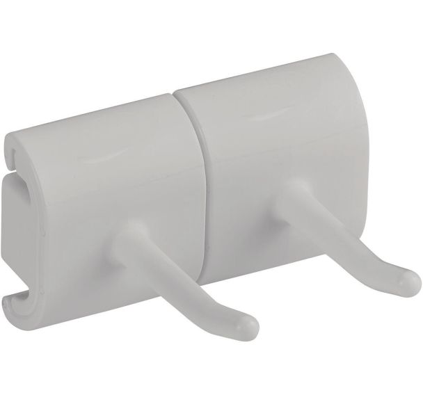 Lot de 5 Support mural hygiénique - Double crochet - 8,3cm - Blanc