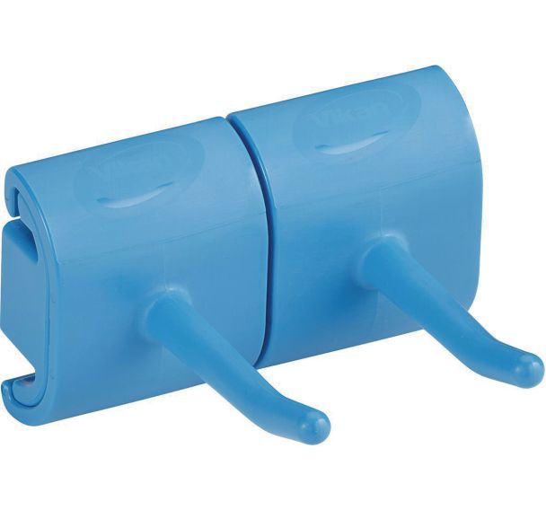 Lot de 5 Support mural hygiénique - Double crochet - 8,3cm - Bleu