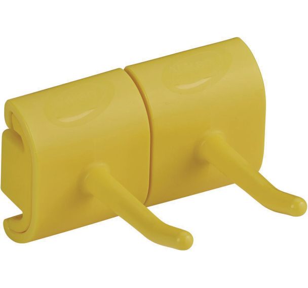 Lot de 5 Support mural hygiénique - Double crochet - 8,3cm - Jaune