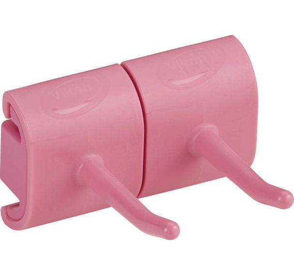 Lot de 5 Support mural hygiénique - Double crochet - 8,3cm - Rose