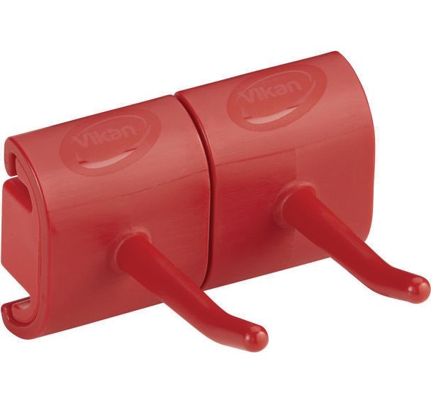 Lot de 5 Support mural hygiénique - Double crochet - 8,3cm - Rouge