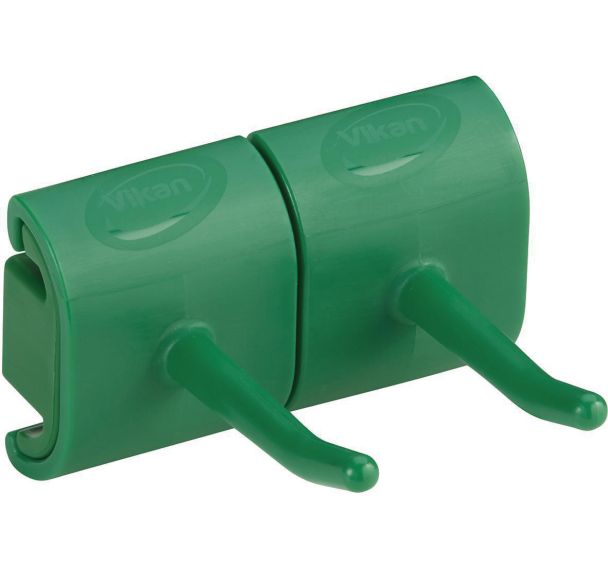 Lot de 5 Support mural hygiénique - Double crochet - 8,3cm - Vert