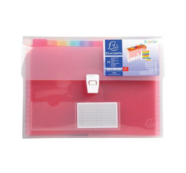 Lot de 5 Trieur valisette PP 13 compartiments crystal 33x25cm