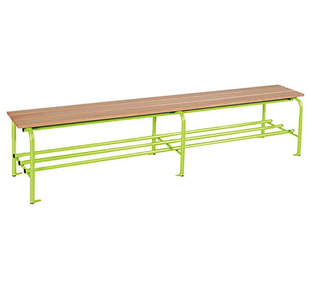 Lot de 5 bancs simples lattes bois 1 et 2 m avec grille porte-sac