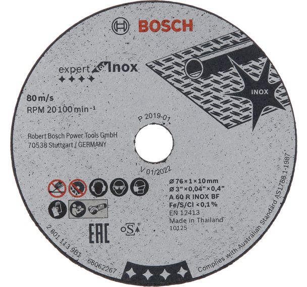 Lot de 5 disques à tronçonner pour l'Inox Expert 76x10x1mm