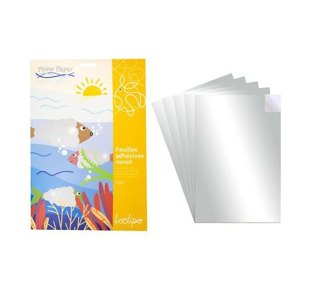Lot de 5 feuilles papier miroir adhésif