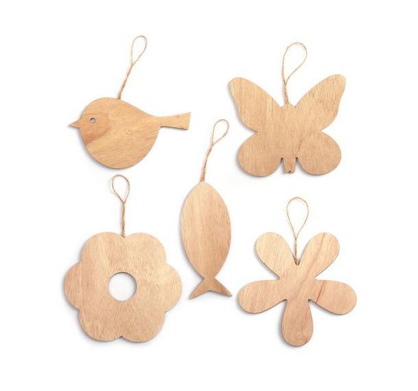Lot de 5 formes géantes en bois à décorer, thème printemps