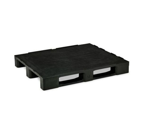 Lot de 5 palettes noires recyclées avec plancher plein - MDM