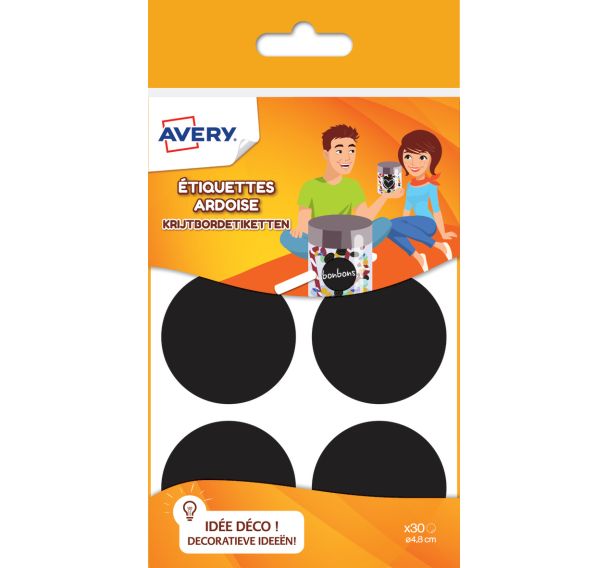 Lot de 600 Étiquette ronde ardoise noire - Ø48 mm