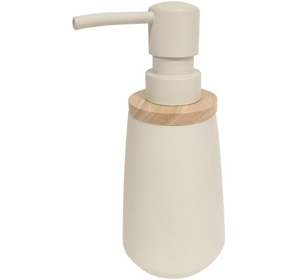 Lot de 6 Distributeur de savon en polyrésine et bois Crème