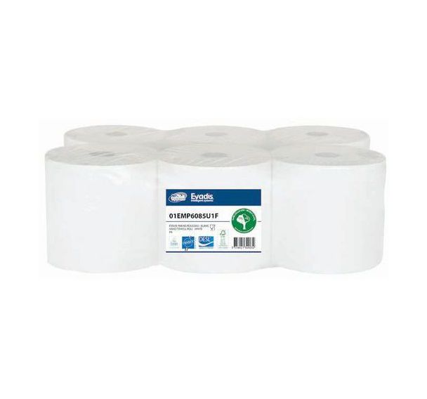 Lot de 6 Essuie-main rouleau - blanc - Mp hygiène