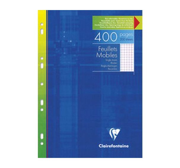 Lot de 6 Feuillets mobiles A4, quadrillé 5/5,100 pages