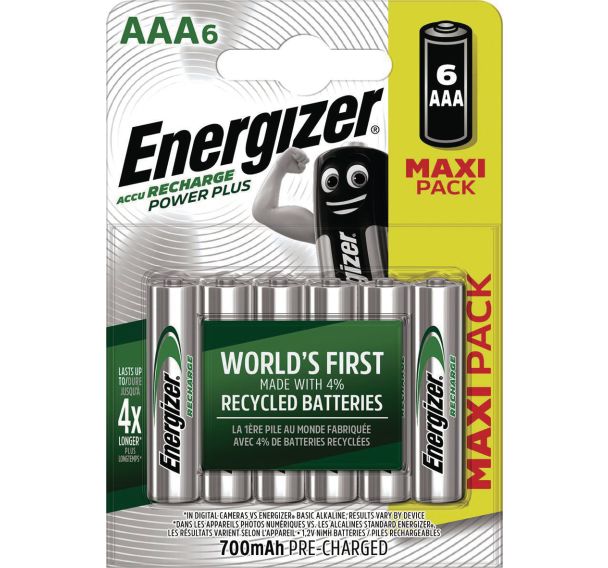 Lot de 6 Piles Power Plus AAA pré-chargées 700 mAh - Lot de 6