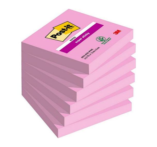 Lot de 6 Post-it super sticky - Rose Tropical