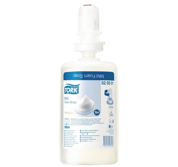 Lot de 6 Recharges de savon mousse doux - Tork S4 - 1 L