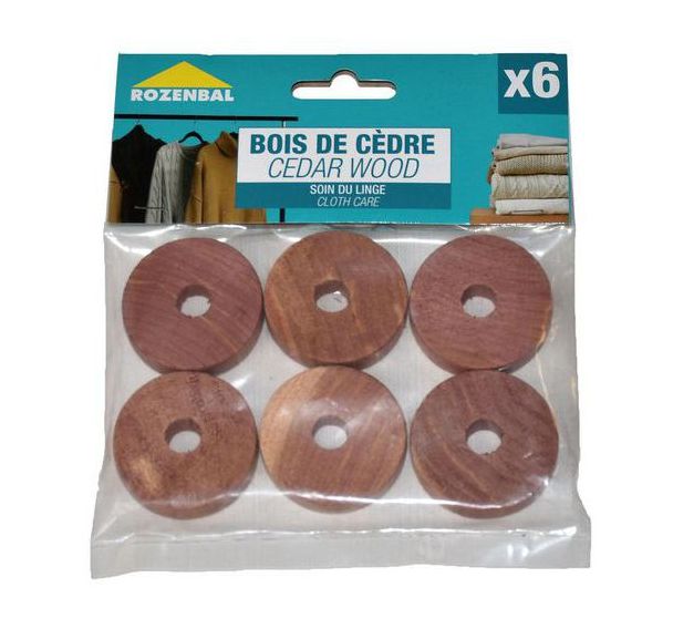 Lot de 6 Sachet de 6 plaquettes rondes accrochables en bois de cèdre