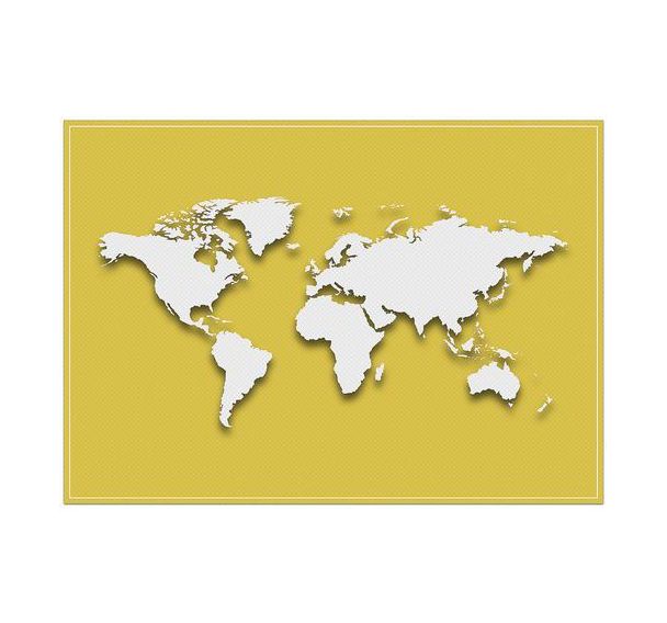 Lot de 6 Sets De Table Carte Du Monde Jaune