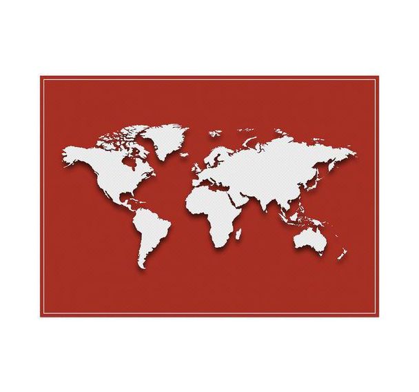 Lot de 6 Sets De Table Carte Du Monde Rouge