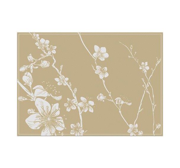 Lot de 6 Sets De Table Fleurs De Cerisier Japonais Abstraites Beiges