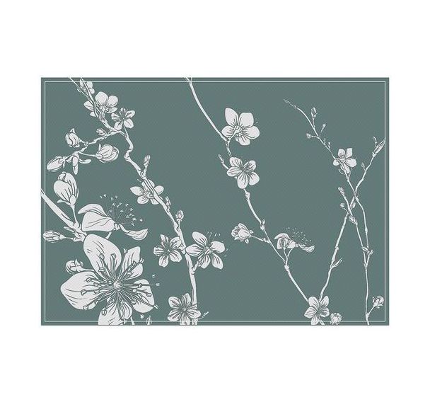 Lot de 6 Sets De Table Fleurs De Cerisier Japonais Abstraites Vertes