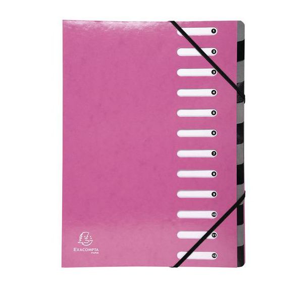 Lot de 6 Trieur Harmonika Iderama 12 compartiments bleu rose