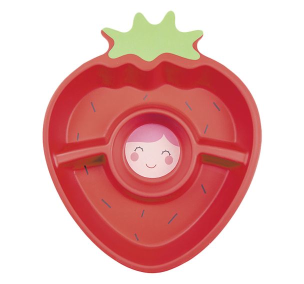Lot de 6 assiettes à compartiments en mélamine - forme fraise