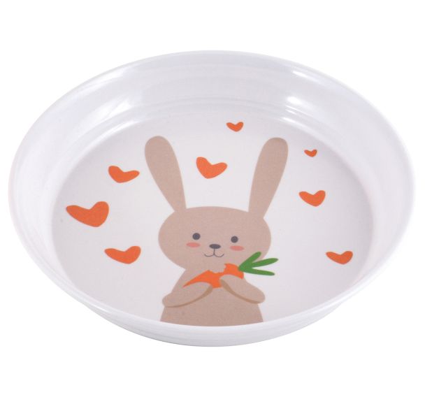 Lot de 6 assiettes creuses Ø 18,5 cm mélamine blanche - lapin gourmet