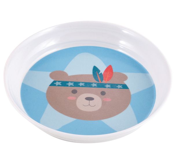 Lot de 6 assiettes creuses Ø 18,5 cm mélamine blanche - ourson futé