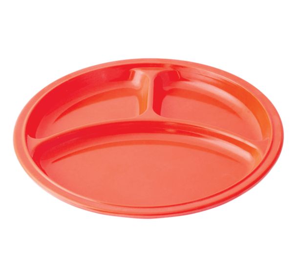 Lot de 6 assiettes rondes 3 compartiments mélamine Ø 21,5 cm Plastorex