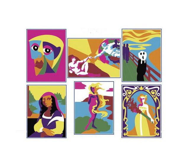 Lot de 6 cartes à sable autocollantes à décorer ART 19 x 15 cm