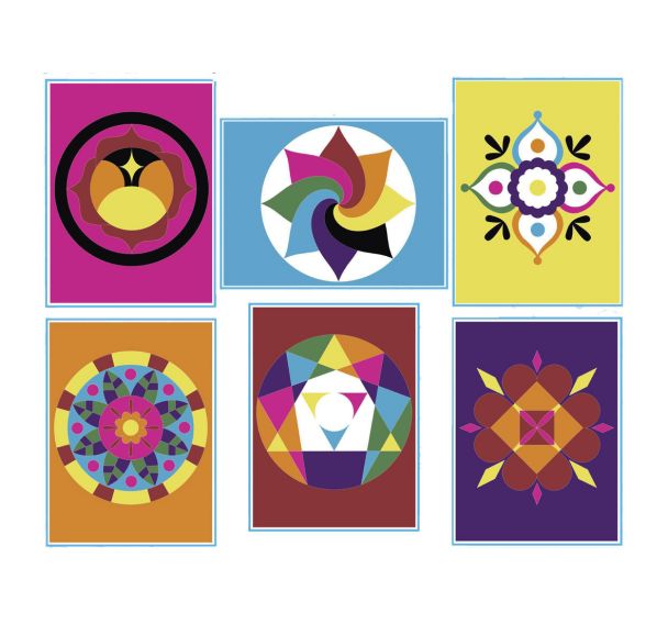 Lot de 6 cartes autocollantes à décorer « Mandala »
