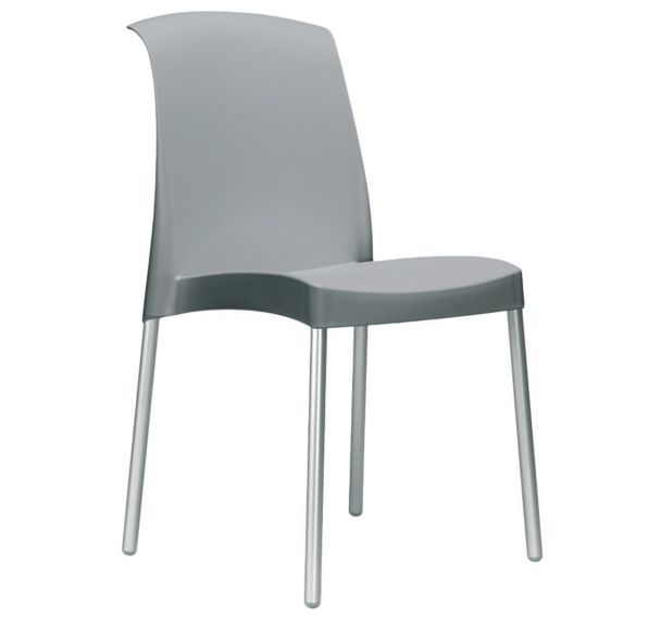 Lot de 6 chaises Jenny 4 pieds non feu gris clair/alu