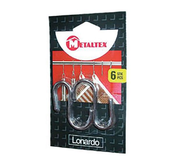 Lot de 6 crochets en acier chrome 6cm