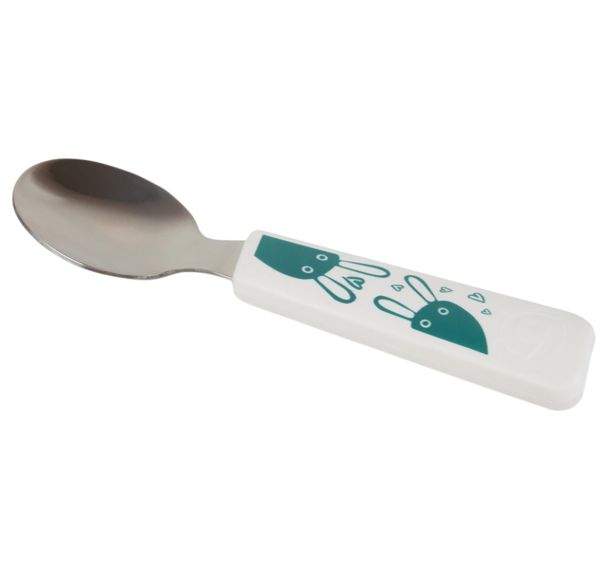 Lot de 6 cuillères inox/PLA blanc décor lapin