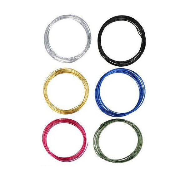 Lot de 6 fils aluminium 2mm- 5m, couleurs assorties