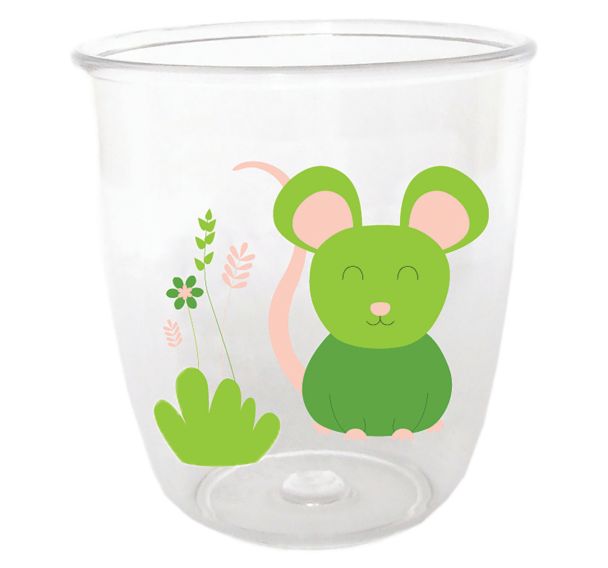 Lot de 6 gobelets 15 cl copolyester transparent décor souris verte