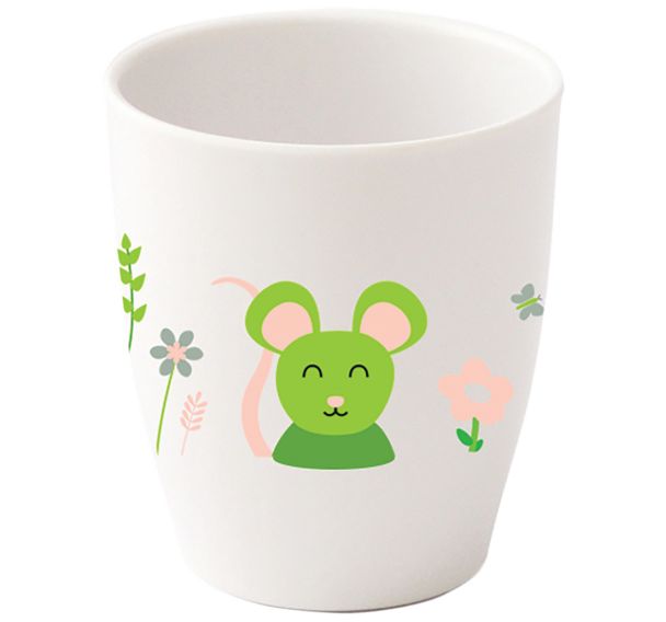 Lot de 6 gobelets 16 cl mélamine blanche - souris verte