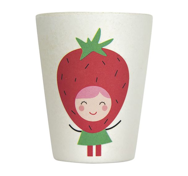 Lot de 6 gobelets en mélamine blanche - fraise