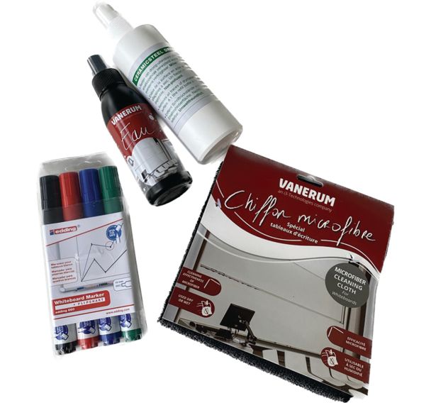 Lot de 6 kits de nettoyage pour tableau blanc mat projection