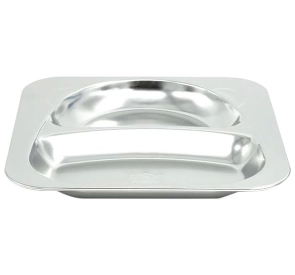 Lot de 6 plateaux inox - 2 compartiments à oreilles