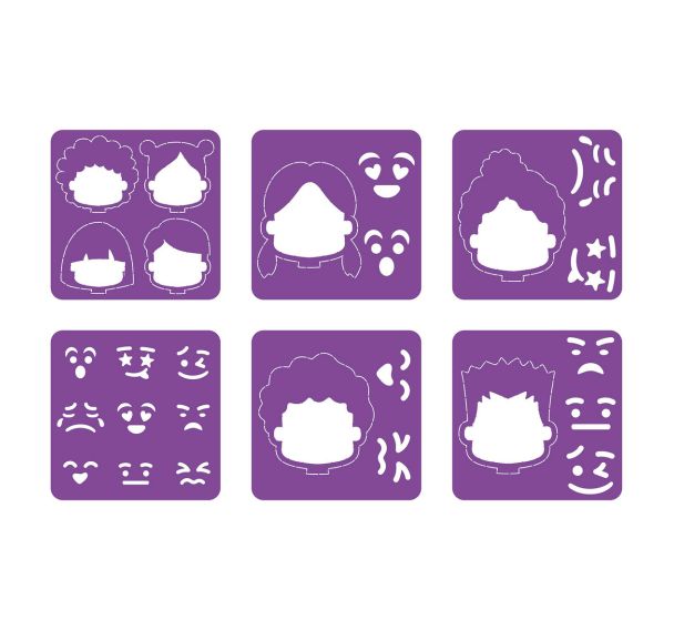 Lot de 6 pochoirs plastique 14 x 14 cm