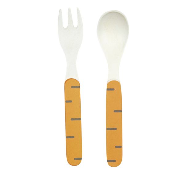 Lot de 6 sets de 2 couverts : 1 cuillère 1 fourchette mélamine - carotte