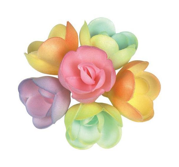 Lot de 72 Décor comestible rose pastel 6 Coloris